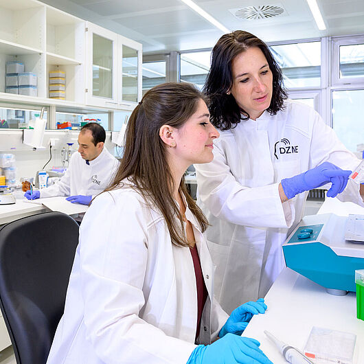 Image shows research in a large laboratory.