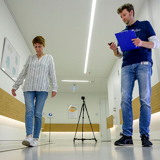 Image shows gait analysis in clinical research.